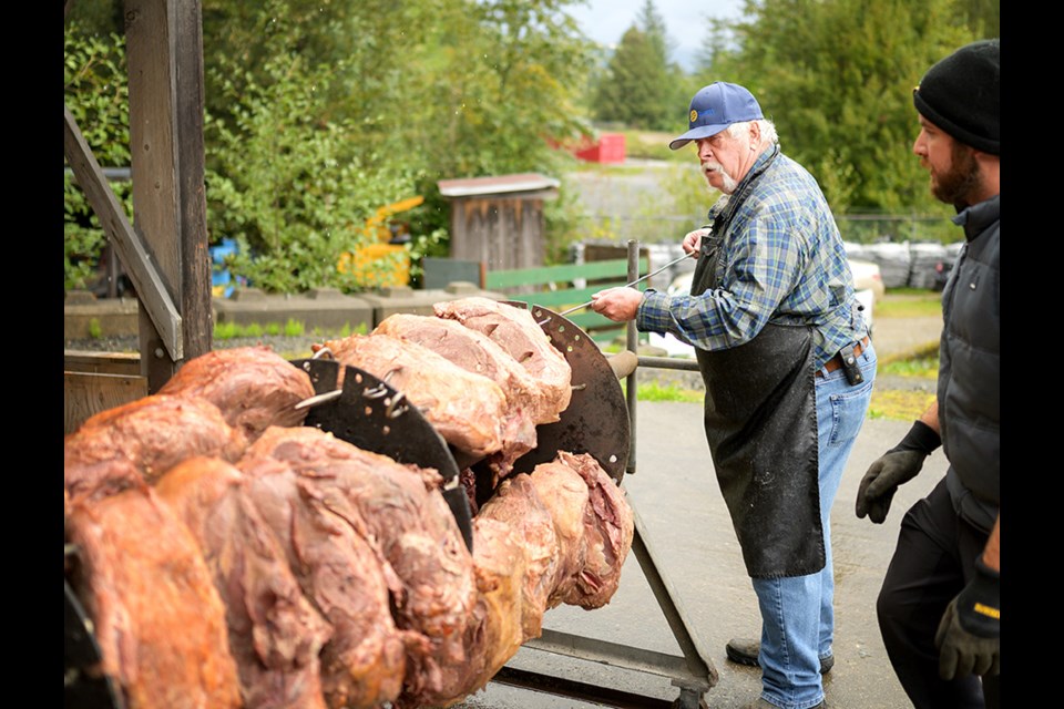 Behind the scenes: the Rotary Club of Squamish's famous Loggers Day Beef-on-a-Bun preparations in 2021. 