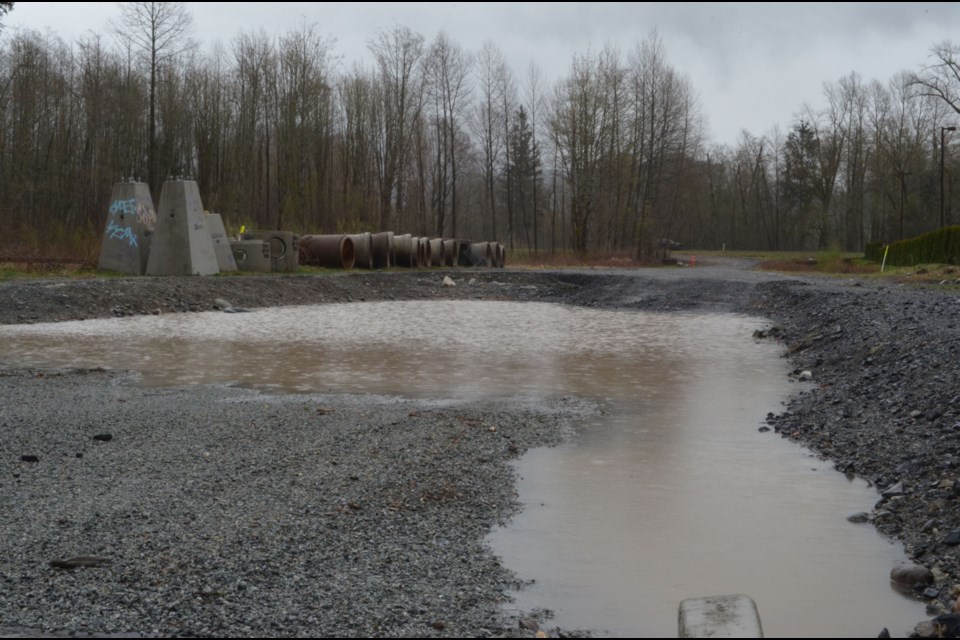 Construction of the next phase is underway. (Used to be forested where the road is being pushed through.)