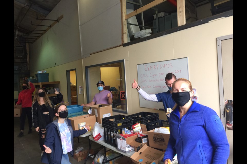 Volunteers working during the 2020 food drive. 