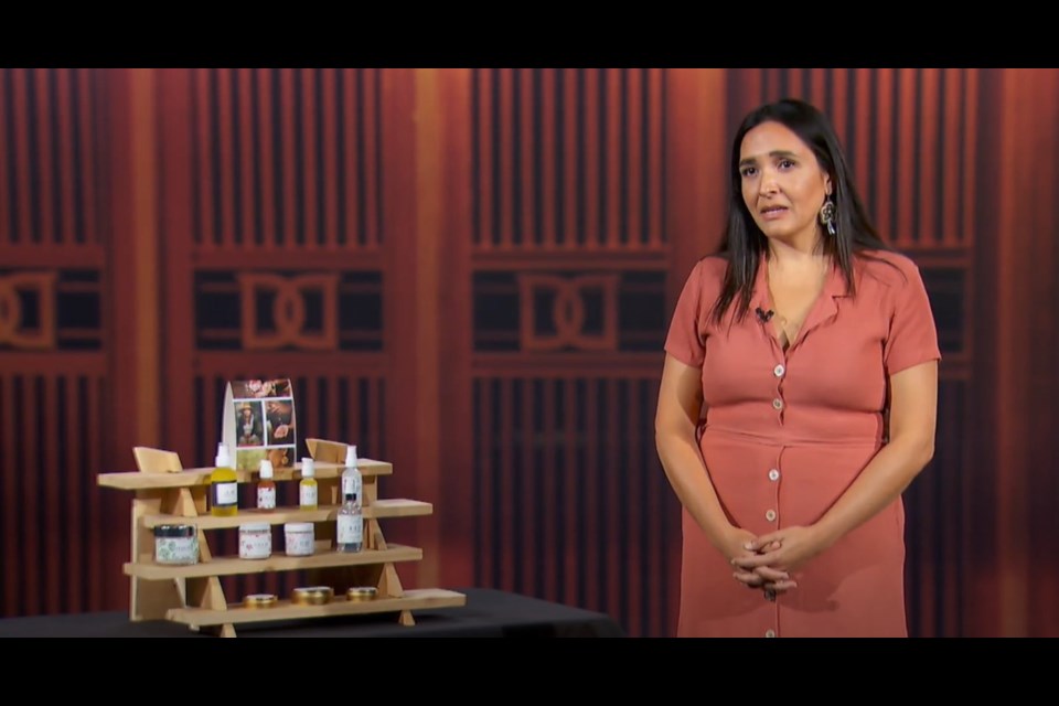 Leigh Joseph of Sḵwálwen Botanicals pitching her company on CBC's Dragon's Den.