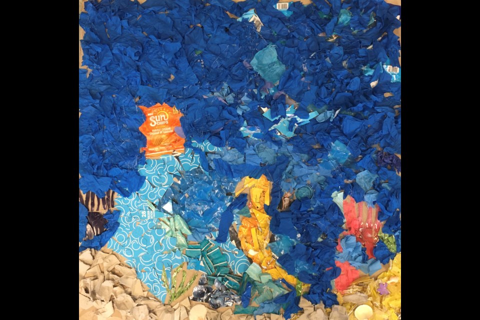 Clara Frantz's seahorse picture, which is part of the ocean mural on display at The Artisan.