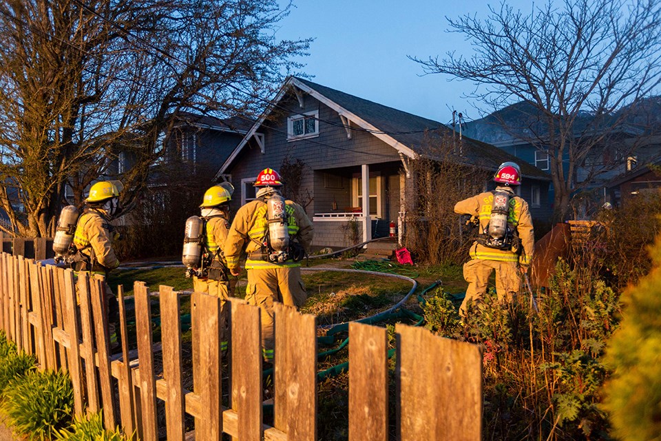 
Squamish Fire Rescue respond to house fire on Third Avenue.

