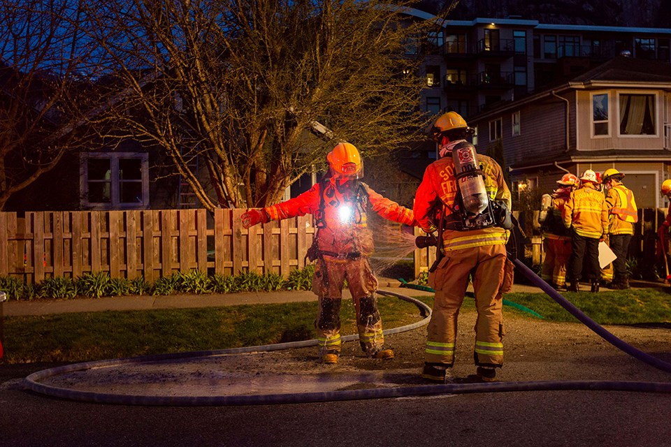 Squamish Fire Rescue responds to a Squamish house fire. Firefighters must be vaccinated, according to a new District mandate. 

