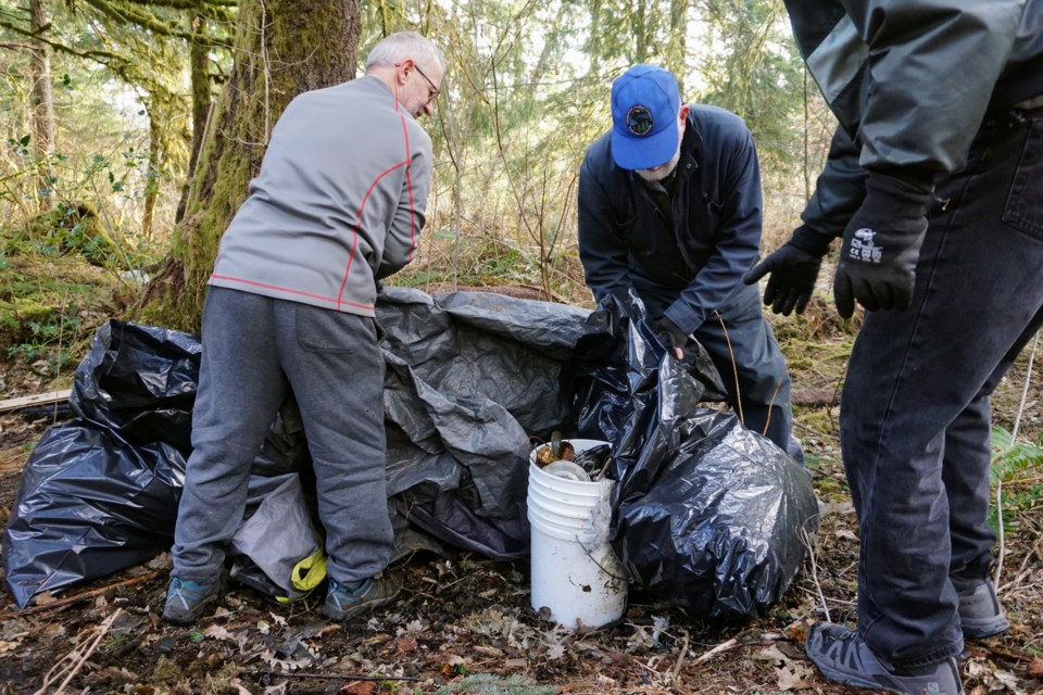 Members of the Squamish Trails Society were out cleaning up trash on Saturday, March 18. 