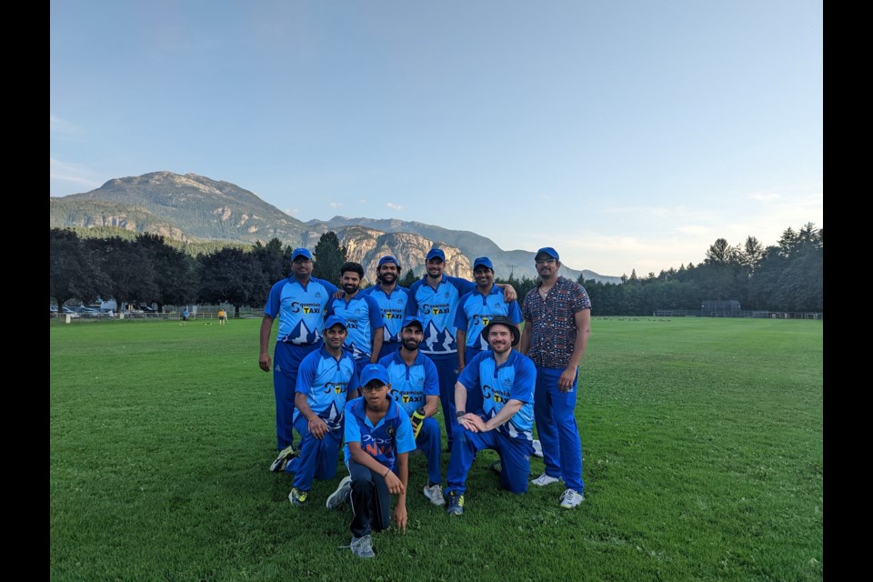 The Squamish Cricket Club members who played the team's first home game against the NorthShore Cricket Club. 
Back row (L0R) Balakrishnan Viswanathan, Sahil Choudhery, Daksh Sharma ,Taurean McCarthy, Koushik Sridhar, Rohan Suthar.
Middle row: Vinod Sharma, Vikas Kajal, Simon Richardson.
Front Row: Shreyas Balakrishnan. Not pictured, Garry Sodhi.
