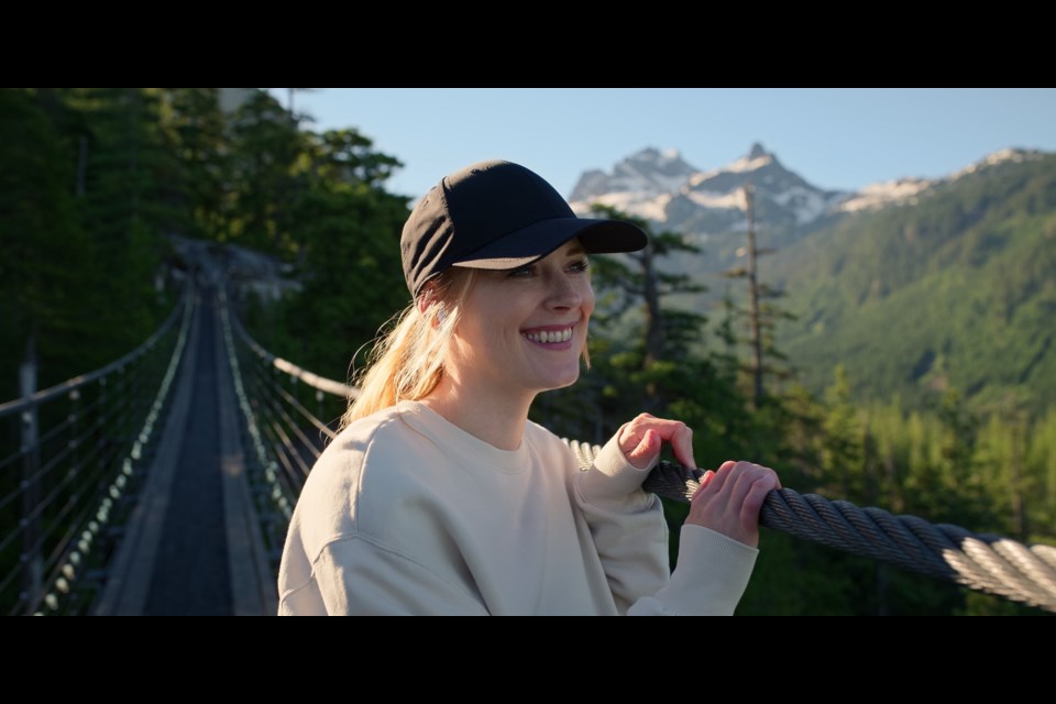 Virgin River: Alexandra Breckenridge as Mel Monroe in episode 501 of Virgin River. The show was shot at Sky Pilot Suspension Bridge atop the Sea to Sky Gondola. 