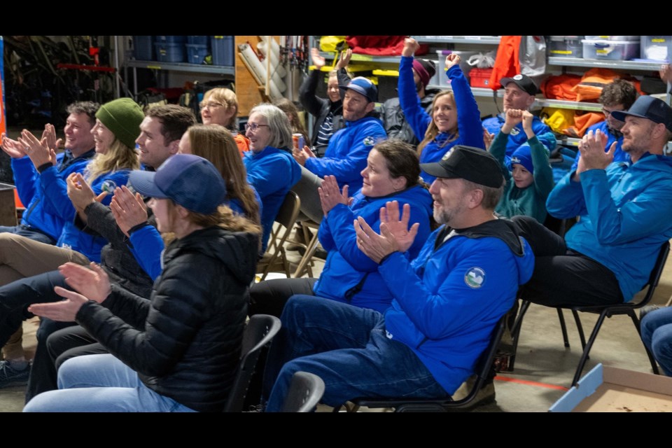 Watching the awards announcement at the Squamish SAR compound on Saturday night. 