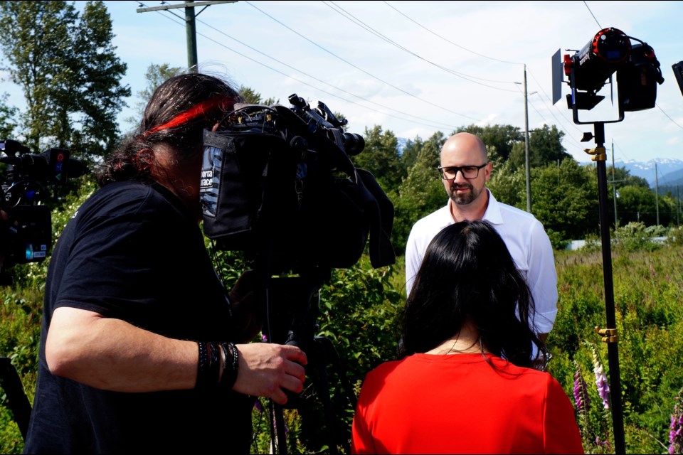 Squamish Mayor Armand Hurford speaks at the press conference on Monday afternoon.                               