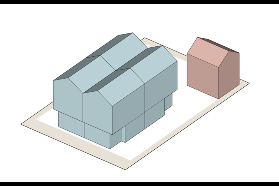 Fourplex MDR and ADU on a typical Garibaldi Highlands lot. Parking in shared driveway.