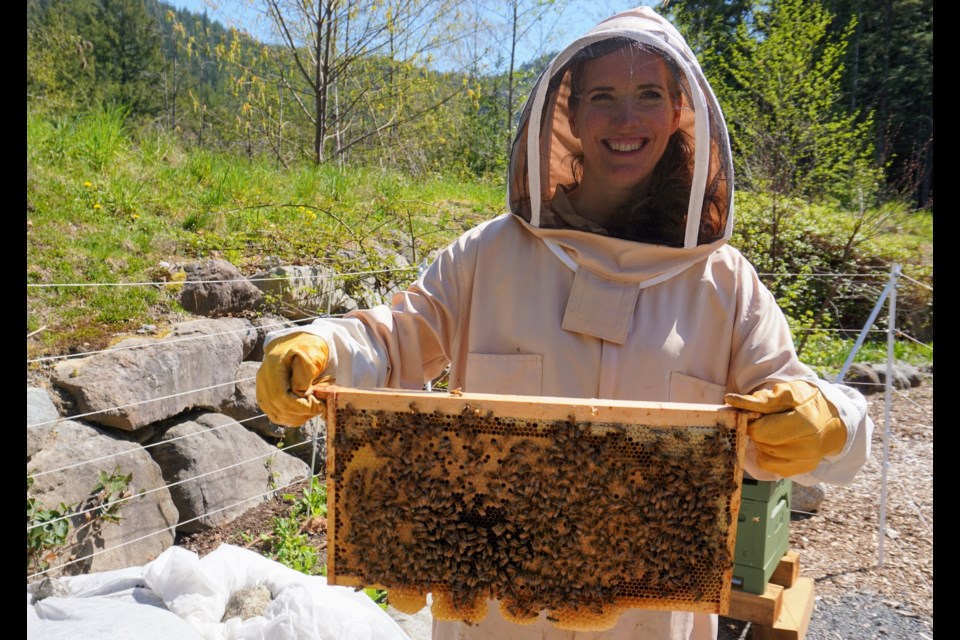 Owner and apiarist, AnnaMarie Rutishauser, said she currently maintains four beehives, but has the supplies to build to 10.                                