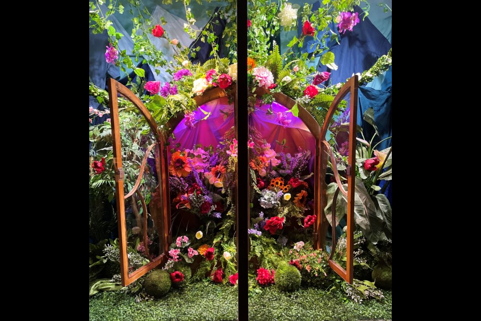 Pearl's Value & Vintage's May window display honours spring with a magical secret garden.