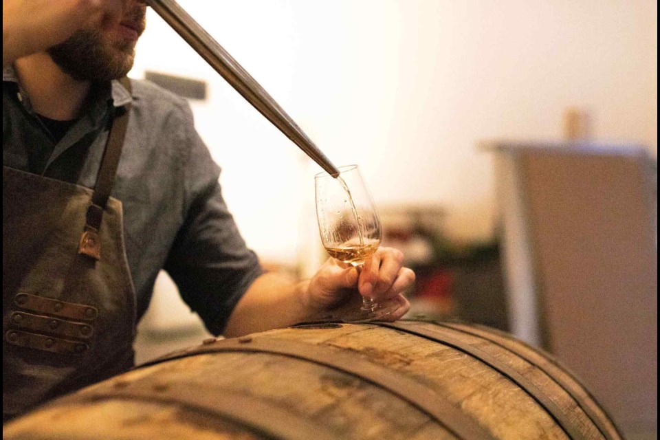 Tasting sample at Raincity Distillery.