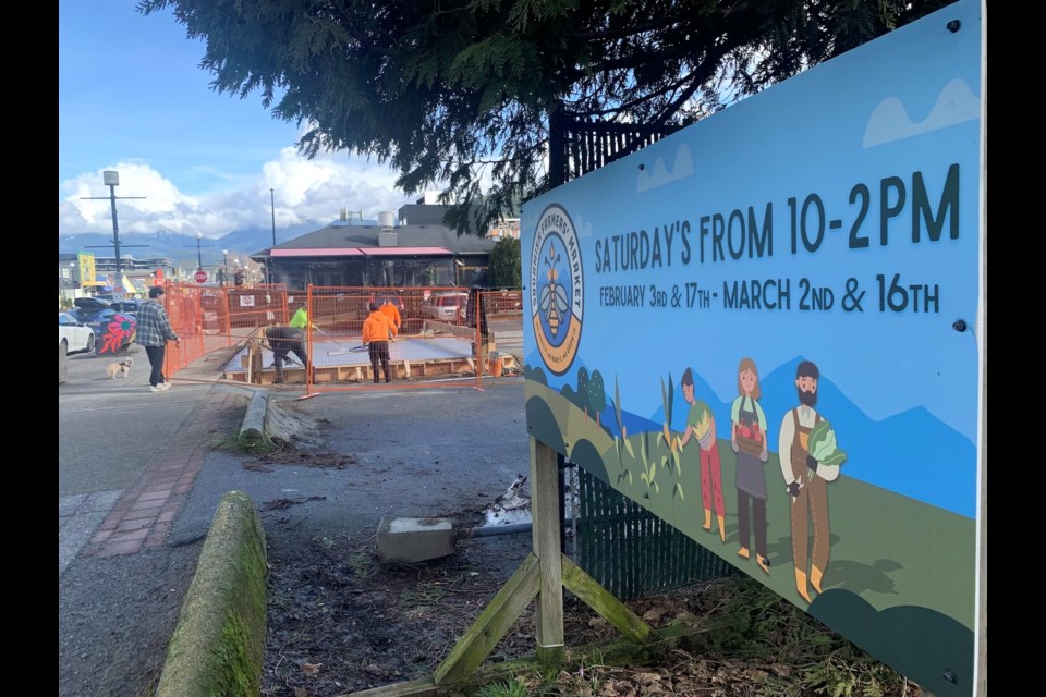 The new shelter is currently under construction on the parking lot used for the Squamish Farmers' Market. 