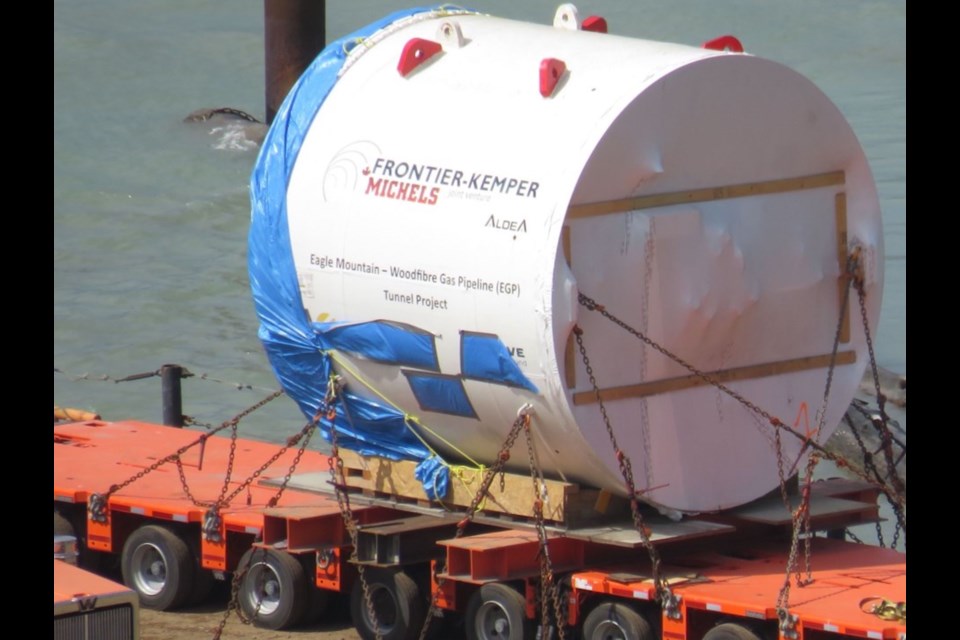 Tunnel boring machines head towards Squamish for FortisBC's Eagle Mountain to Woodfibre Gas Pipeline Project.