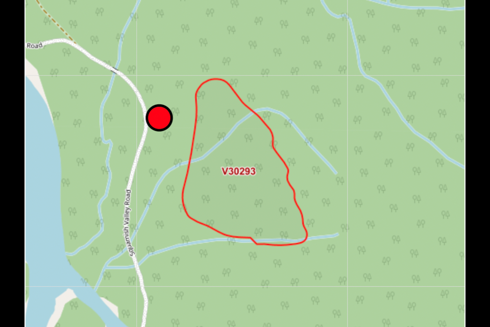 Location of the Shovelnose Creek Squamish Valley fire. 