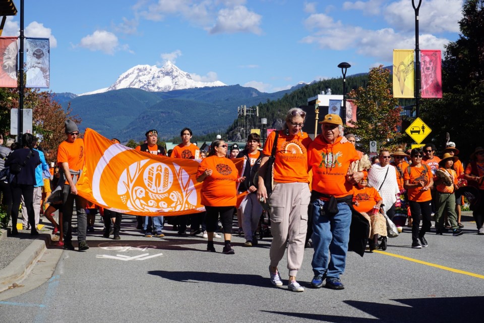 Downtown Squamish flooded with orange shirts and songs on Saturday, Sept. 30 in honour of National Day for Truth and Reconciliation.