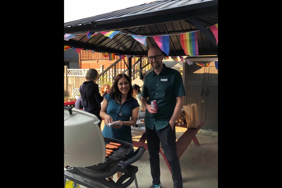 Mayor Armand Hurford at the Squamish barbecue marking International Day Against Homophobia, Transphobia, and Biphobia (IDAHTB) on May 17. 