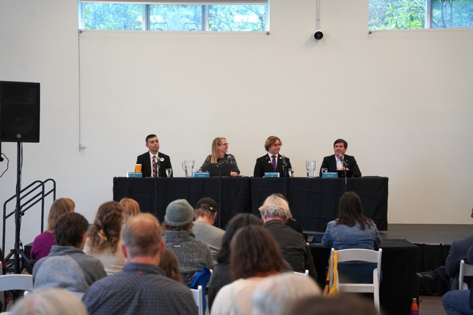 In attendance were incumbent Liberal MP Patrick Weiler, Green Party of Canada candidate Lauren Greenlaw, Jäger Rosenberg of the NDP and People’s Party of Canada candidate Peyman Askari.
