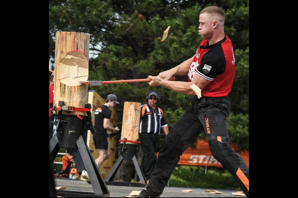 On Canada Day, no-less — the decorated Canadian loggers’ sports athlete won the STIHL Timbersports Canadian Trophy in Kitchener, Ontario. 