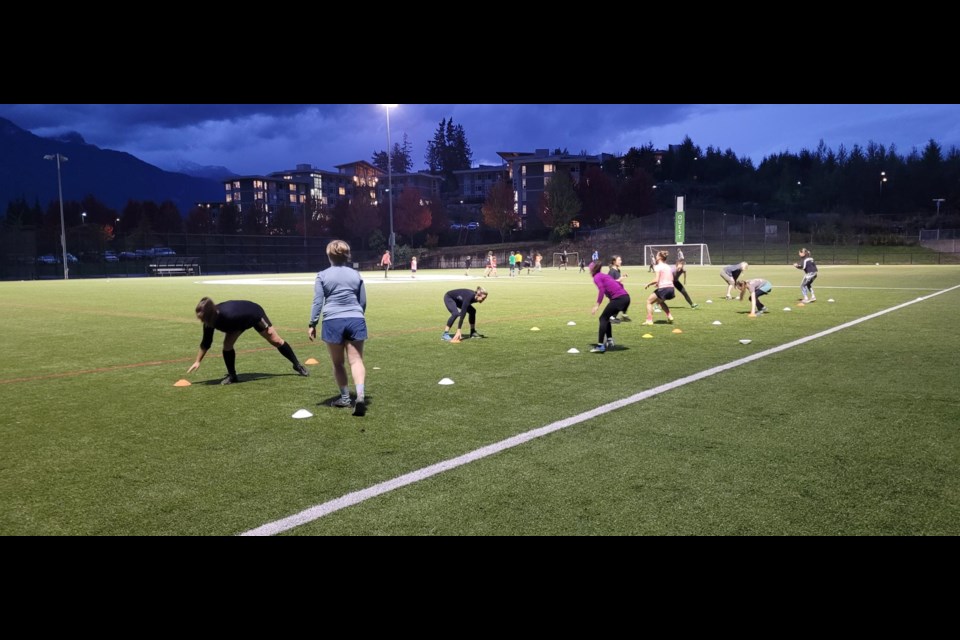 Women's session at the Quest field. 