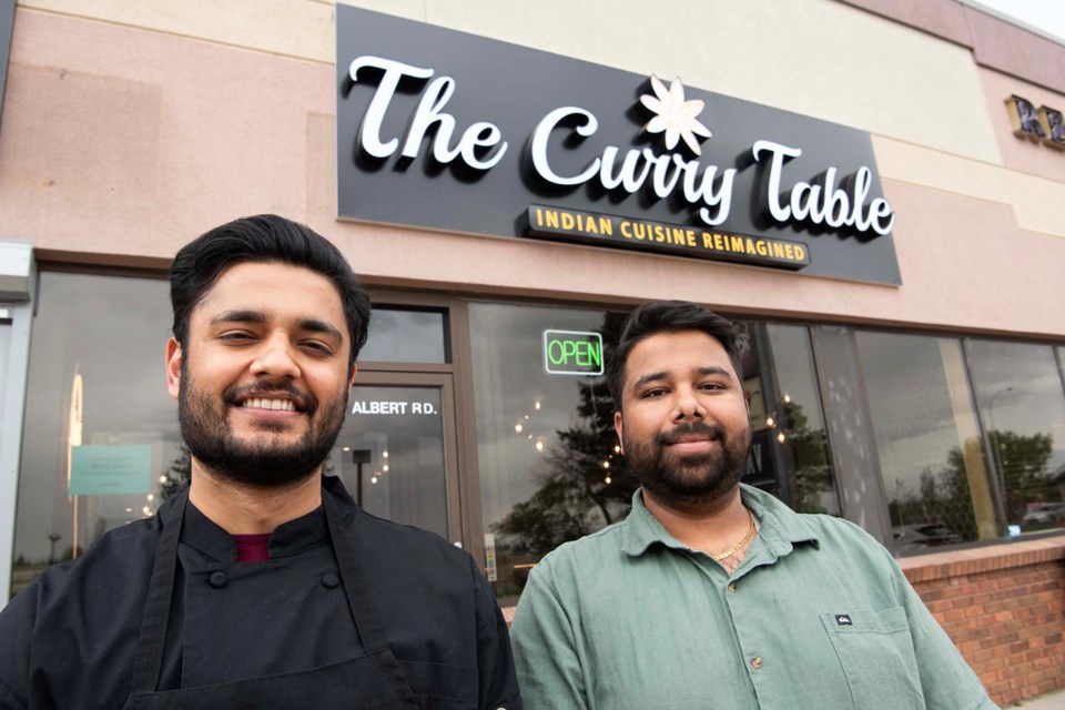 JUST LIKE MUMBAI — Edmontonian Anmol Goyal (right) opened The Curry Table in St. Albert on April 29, 2025. With the help of chef Vishesh Sharma (left), he hoped to bring authentic Indian cuisine to the city. KEVIN MA/St. Albert Gazette