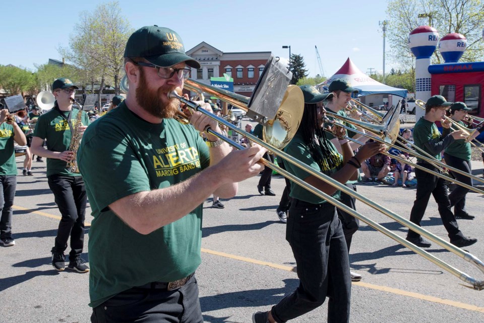 MARCHING IN — At least 10 marching bands are taking part in the 2024 Rainmaker Festival Parade this May 25 in St. Albert. Shown here is the U of A marching band during the 2022 Rainmaker parade. 
BRUCE EDWARDS/St. Albert Gazette