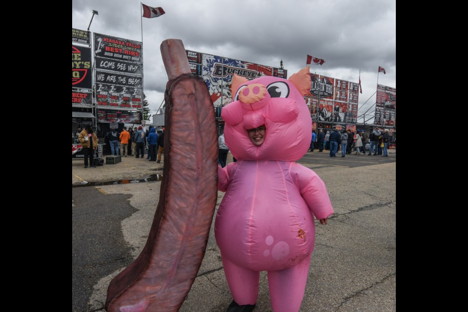 Rebecca Carle channels "Ham Hock" the 2024 St Albert Rib Fest sponsored by the St Albert Rotary Club.