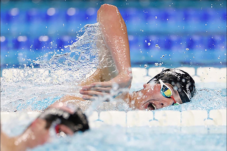 NECK AND NECK — Reid Maxwell in the 400M Freestyle S8 finals at the 2024 Paralympics in Paris, France on September 4, 2024. Reid finished 0.67 seconds behind Italy’s Alberto Amodeo to take the silver. CANADIAN PARALYMPIC COMMITTEE, MICHAEL P. HALL/Photo