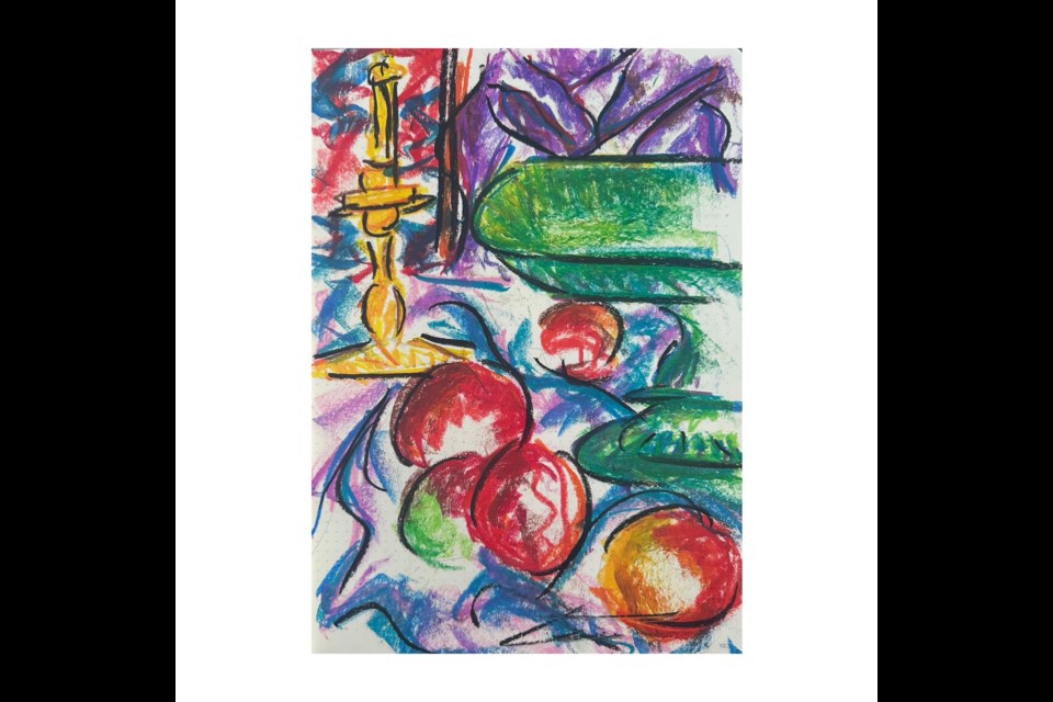 Elliot Rose's collection of abstract works includes Red Sky in the Morning. His collection is on exhibit at VASA until April 26.
