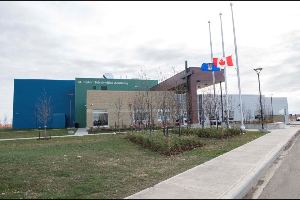 NEW SCHOOL – A view of the outside of St. Kateri Tekakwitha Academy in Morinville. The school, the newest in town, held its grand opening Oct. 8, 2020. KEVIN MA/St. Albert Gazette