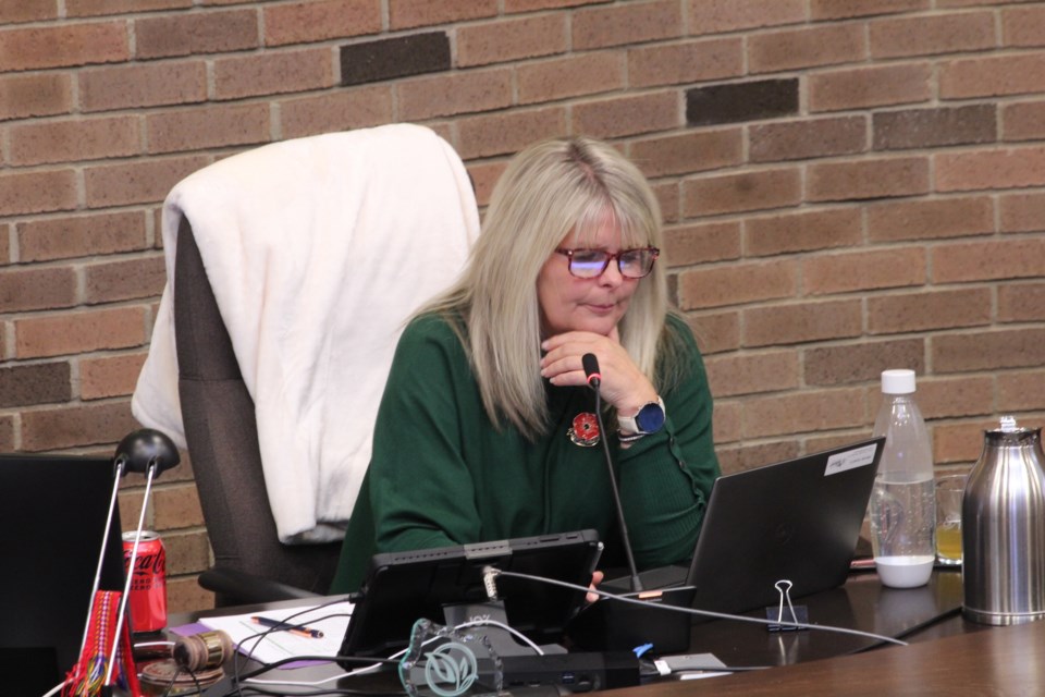 Mayor Cathy Heron during a council meeting in 2023. JACK FARRELL/St. Albert Gazette
