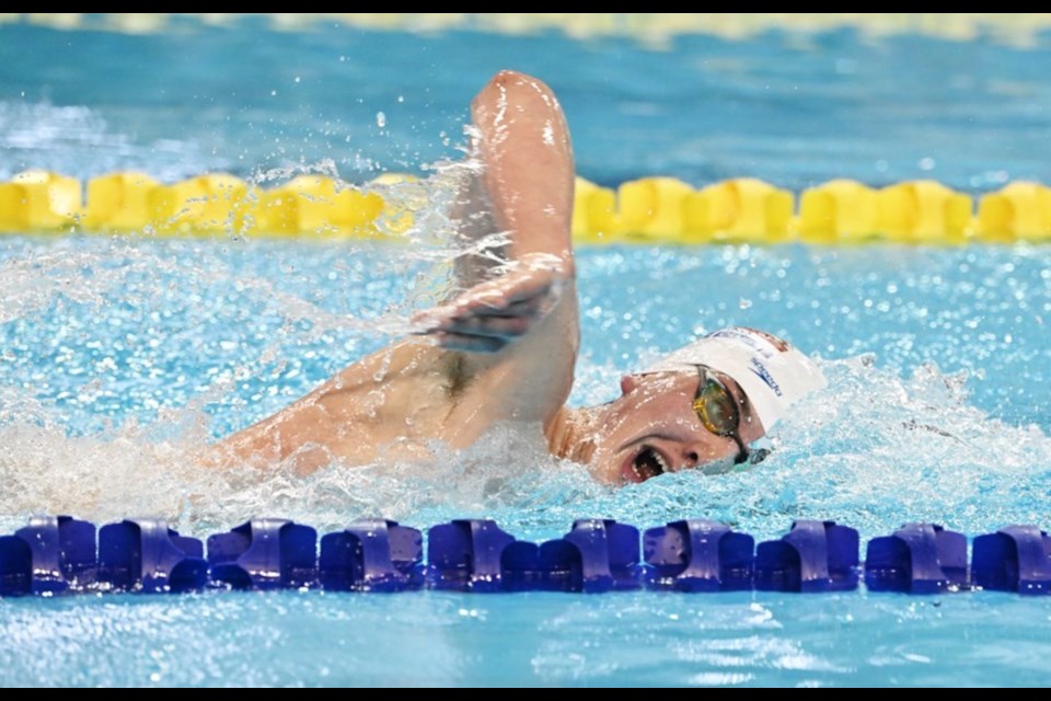 Reid Maxwell competing last year at the 2023 Bell Canadian Swim Trial. SWIMMING CANADA/Photo