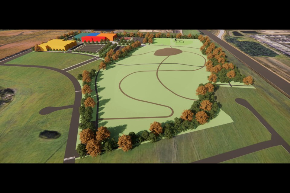 A digital rendering of the refined conceptual plan for the future Community Amenities Site. SCREENSHOT/City of St. Albert
