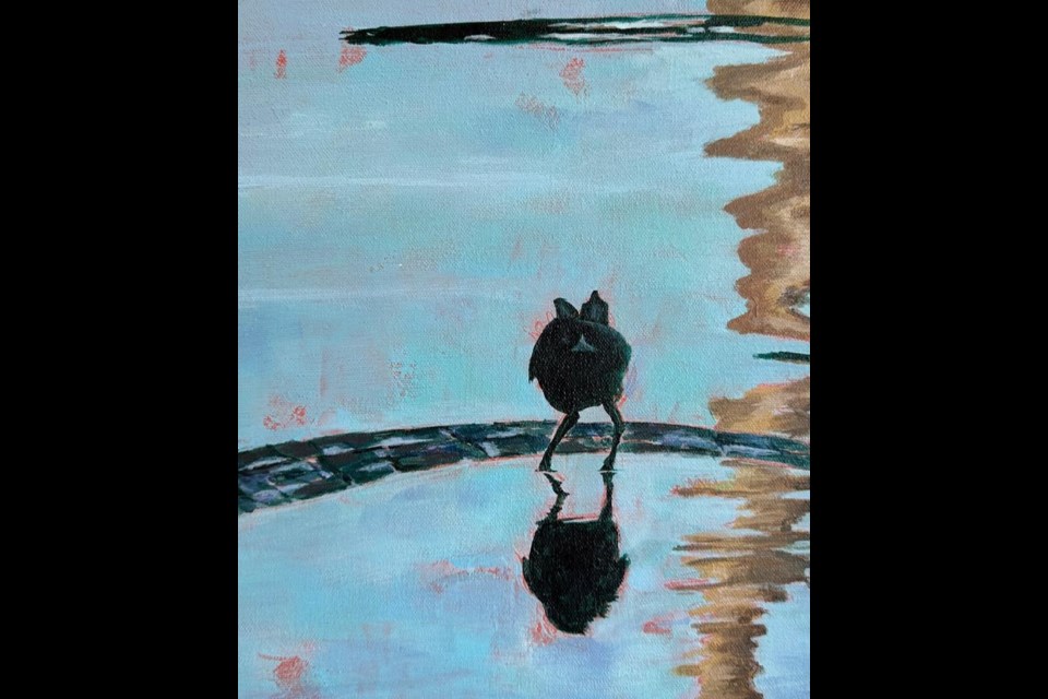 Hello Handsome is painting of grackle by Joanne Appelt that will be on display at St. Albert Painters Guild Show & Sale from April 25 to 27.  