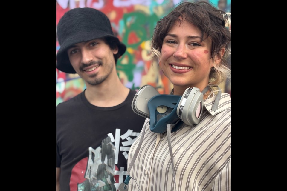 Tiziano Lombardo and Desiree Devloo (aka Kerzeka) visited St. Albert's BMX racetrack on June 5 encouraging youth to try their hand at creating a mural. 