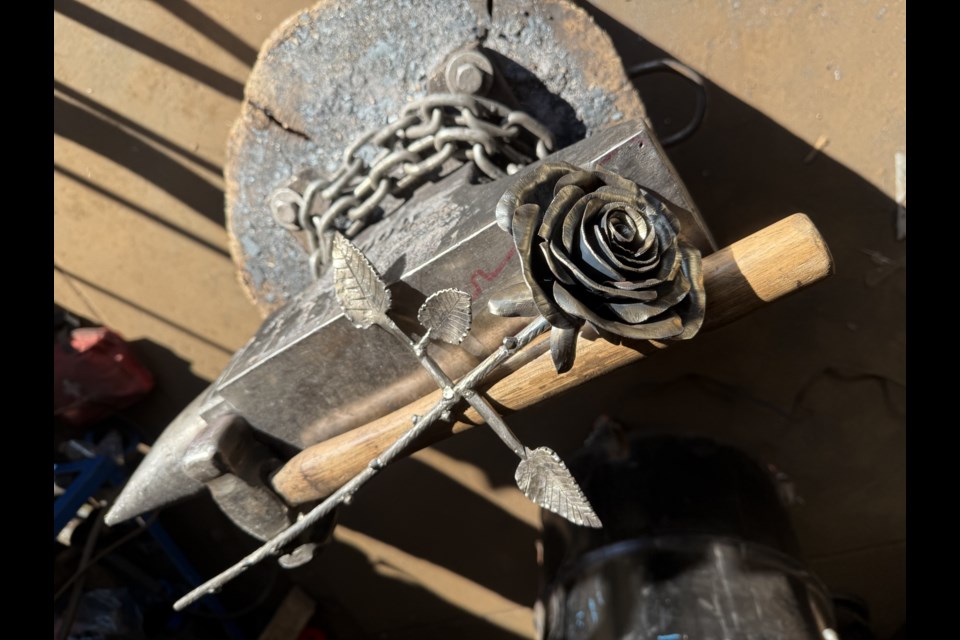 The steel rose is one of Bryenton's most popular pieces.