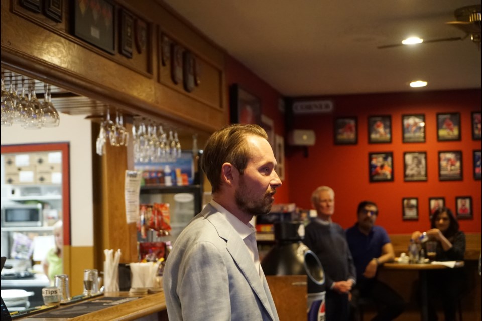 St. Albert-Sturgeon River MP speaks following his re-election at St. Albert Rugby Club.