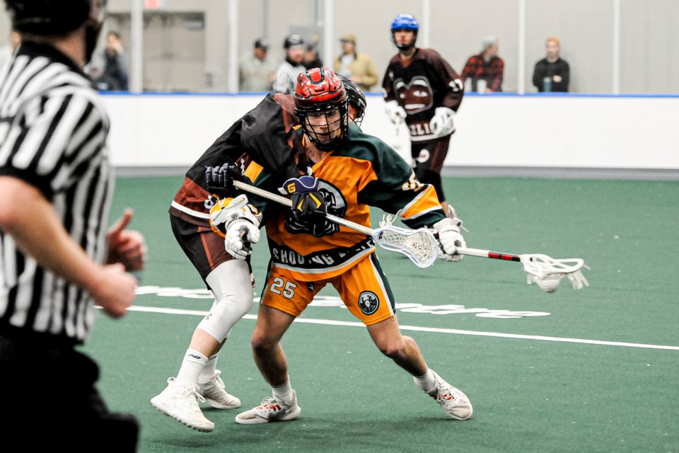 St. Albert's Jackson Ganton, pictured playing for the B.C. based Shooting Eagles Lacrosse Club, was drafted by the Philadelphia Wings in this year's NLL draft. ARENA LACROSSE LEAGUE/Photo