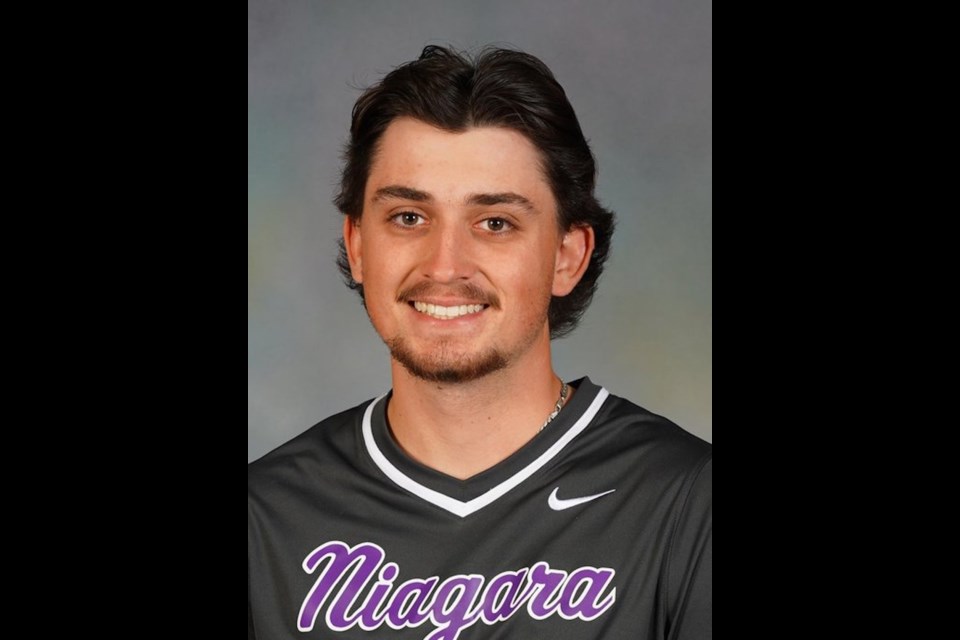 Brady Kobitowich, a pitcher, is returning for his third and final season with the Edmonton Riverhawks. NIAGARA UNIVERSITY/Photo