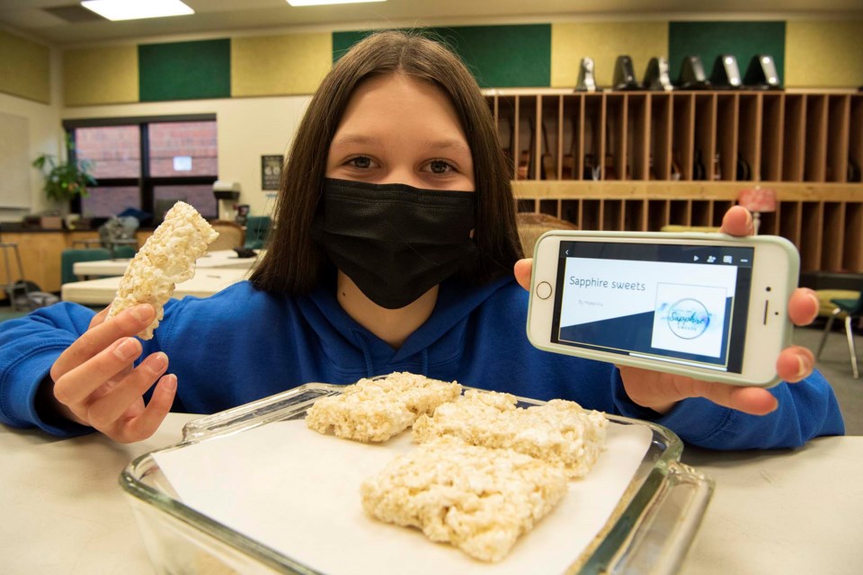 PURSUIT OF PROFIT — W.D. Cuts student Makenna Koroscil is developing a gluten-free baking business called Sapphire Sweets as part of the school's Pursuit Program, which emphasizes hands-on project-based learning. The business is named Sapphire because that was the birthstone associated with her birthday. KEVIN MA/St. Albert Gazette
