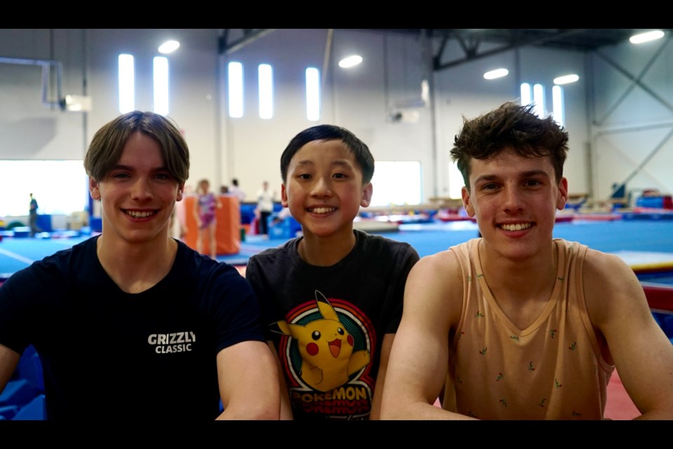 Desmond Annett, Joshua Man and Xavier Lefebvre at Dynamyx Gymnastics Club. 