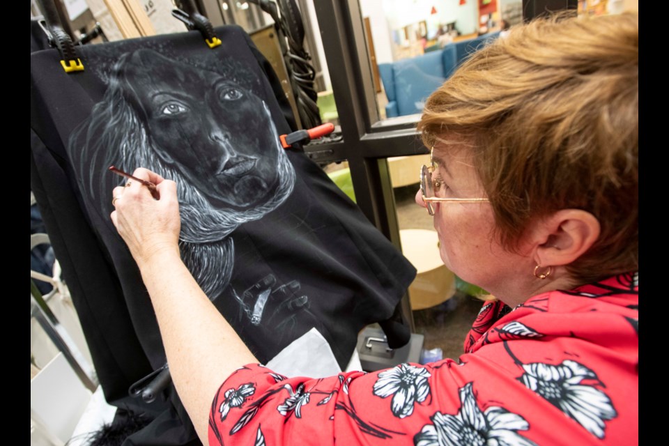 Judy Smallwood hand paints all the jackets. The annual Country Craft Fair features over 100 vendors,  in the lobby of St. Albert Place, downtown St. Albert on Nov. 18. 