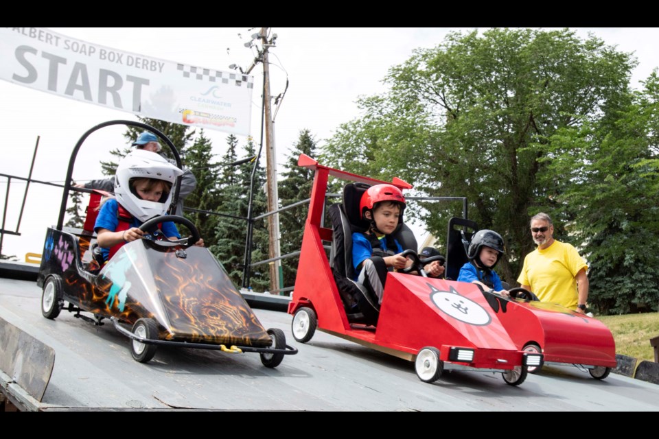 The starting gate at the soap box derby on St. Vital Avenue in St. Albert. 