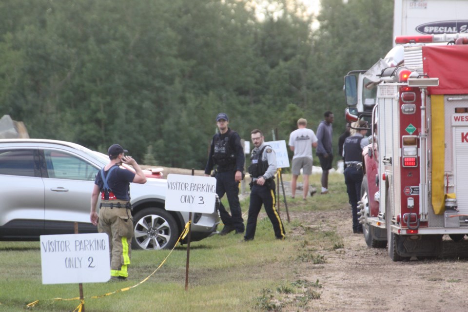 A tent has collapsed at the Westlock Meditation Centre and dozens of emergency service vehicles are responding