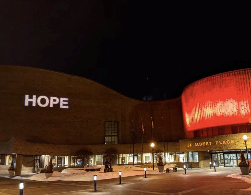 Arden Theatre staffers figured that the city could use a little more light and hope, so they've projected the good word on the side of St. Albert Place this month. This weekend marks the end of its run.