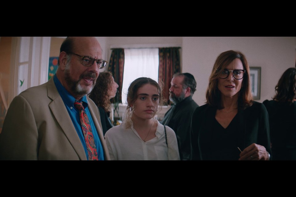 Fred Melamed, Rachel Sennott, and Polly Draper in Canadian filmmaker Emma Seligman’s stellar debut Shiva Baby.