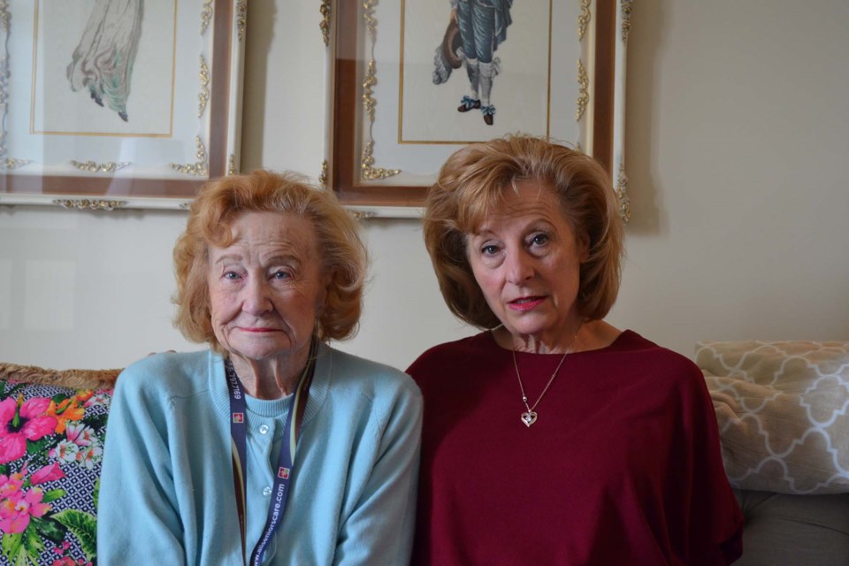 Cindy Arcand (right), the daughter of former Citadel Mews West resident Marion Jager (left) said she feels those who didn't stay on with Christenson after the fire were left to "fend for themselves." RACHEL NARVEY/St. Albert Gazette