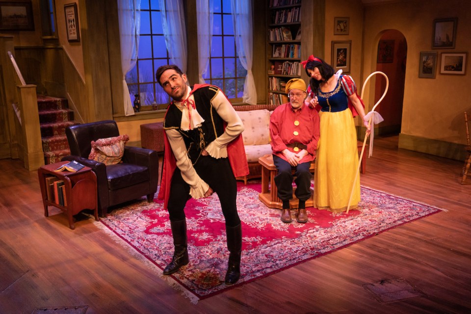 Dressed for a costume party, Spike (Jamie Cavanagh), Vanya (John Sproule) and Masha (Davian Stewart) have a few surprises in store in Shadow Theatre's season finale, Vanya and Sonia and Masha and Spike now on at the Varscona Theatre. MARC J CHALIFOUX PHOTOGRAPHY/Photo