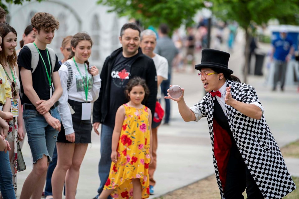 One of the wonders at the International Children's Festival of the Arts, running June 2 to 5, 2022, is magician Jay Flair's levitating balls. MARC J. CHALIFOUX PHOTOGRAPHY/Photo