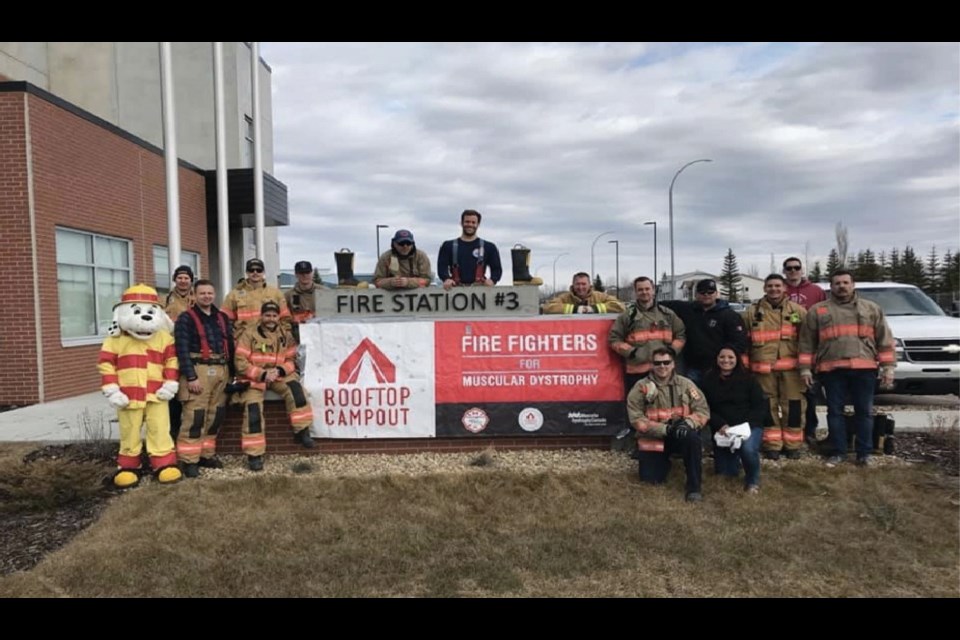 The team members of St. Albert Firefighters Union Local 2130 are still smiling in their annual fundraising drive for Muscular Dystrophy Canada. There's still a long way to go toward their goal of reaching $10k before the end of the month though.